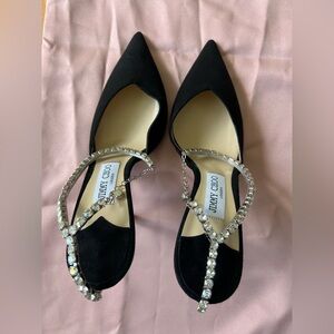 Jimmy Choo Black Heels with Crystal Straps